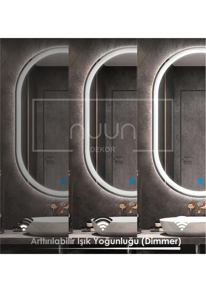 Dokunmatik Ledli Oval Banyo Aynası Beyaz